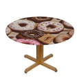 thumbnail image 3 of HAOXIT Donuts Table Cloth Sweet Food Heart Shape Dots Dessert Romance Round Tablecloth for Dining Room, Party, Banquet 42-46, 3 of 8