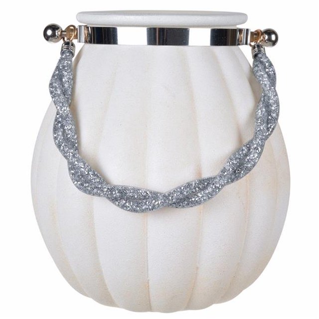 Benzara BM145669 Vase Blanc Givré à Ventre