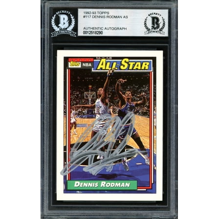 Dennis Rodman Autographed 1992-93 Topps All-Star Card #117 Detroit Pistons Beckett BAS #12518290