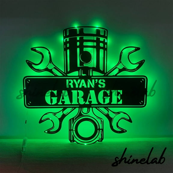 Shinelab Garage LED Wall Art, Custom Garage Metal Sign, Workshop Wall Decor 9753