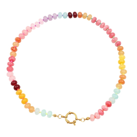 Beaded Gemstone Necklace for Women, Natural Stone Colorful Boho Bead Choker Necklace, Summer Beach Handmade Crystal Jewelry