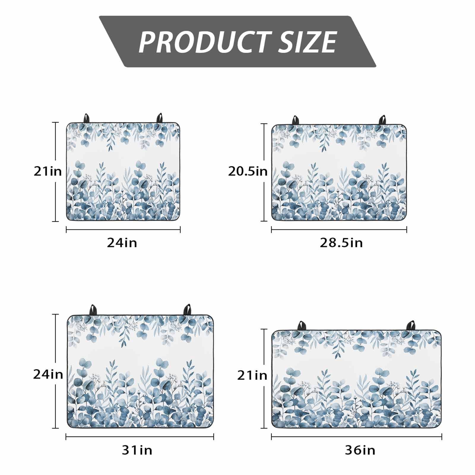 Blue Eucalyptus Leaves Stove Top Cover for Electric Stove, Heat-proof & Non Slip Glass Top Stove Cover Protector, Watercolor Spring Summer Botanical Kitchen Flat Cooktop Rubber Mat 24x21 Inches