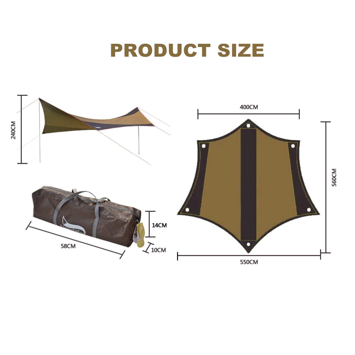 DESERT /& FOX Large Tent Tarp Outdoor Sun Shelter Attached Pole 18x18.5 ft Camping Canopy 5-8 Person Waterproof /& UV-Protection Beach Sun Shade for Camping Hiking Fishing Picnic