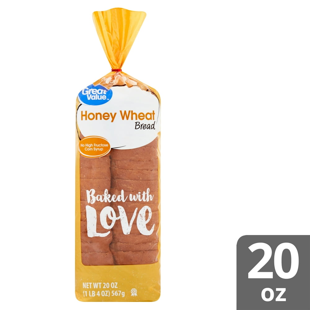Great Value Wheat Bread with Honey, 20 oz