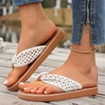 thumbnail image 5 of IEMIEMIEM Women's Crochet Lace Flip Flops 2026 Boho Comfortable Thong Sandals with Flat Sole for Summer Beach Wear Beige 10 Wide, 5 of 8