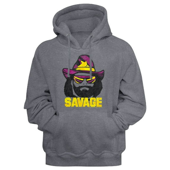 Macho Man Just Savage Gun Metal Heather Adult Hoodie Sweatshirt