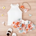 thumbnail image 4 of Vedolay 2 Piece Shorts Sets For Girl Girl's 2 Piece Outfits Floral Print Tie Neck Halter Top and Shorts Set,White 9-12 Months, 4 of 5