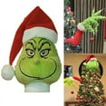 thumbnail image 1 of Grinch Christmas Decorations Tree Topper Plush Doll Toy Gift Cartoon Style Children's Rag Doll Doll, 1 of 3