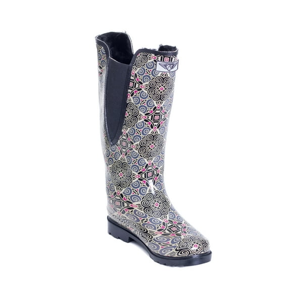 Women Rubber Rain Boots /w Faux Fur Lining