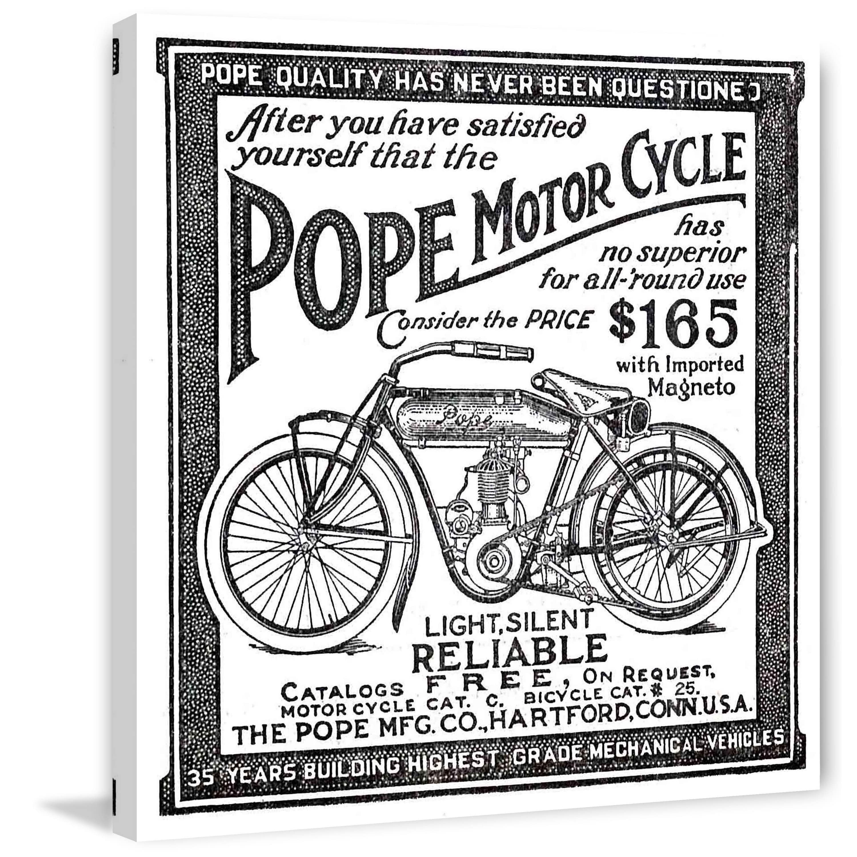Marmont Hill "Pope Motor Cycle" Painting Print on Canvas