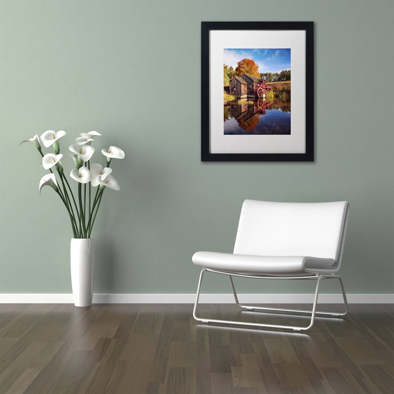 Trademark Fine Art 'The Old Grist Mill' Canvas Art by Michael Blanchette Photography, White Matte, Black Frame
