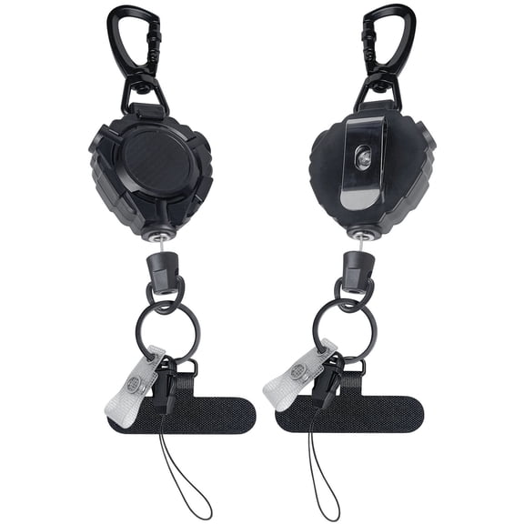 Multifunctional Ogetok Telescopic Keychain - Heavy Duty Key Ring with Badge Holder, Carabiner & Tool Lanyard for Men & Outdoor Use - Black