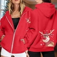 thumbnail image 2 of WILLBEST Sudadera Deportiva para Mujer Ladies' Christmas Printed Zipper Long Sleeved Pocket Adjuststring Casual Hooded Sweatshirt 2292 XXX-Grande, 2 of 8