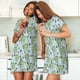 thumbnail image 4 of Balery Cute Floral Frog Camisón de manga corta con cuello redondo para mujer, cómodo y elegante., 4 of 6