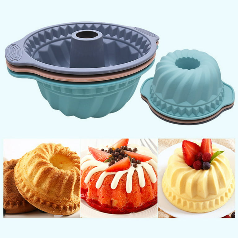 Nonstick Silicone Bundt Cake Pans - Fluted Tube Baking Pans For