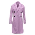 thumbnail image 5 of Women's Notch Lapel Double Breasted Wool Blend Mid Long Pea Trench Coat Hot Pink M, 5 of 5
