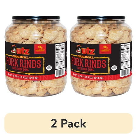 (2 pack) Utz Original Pork Rinds, 18 oz Barrel