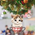 thumbnail image 5 of 6 Pack Teacup Cat Ornaments, Kitten in Mug Pendant, 3.1 inch, 2D Acrylic Flat Hanging Decor, Cute Pet Animal Charms for Christmas Tree, Cat Mom Gifts, Holiday Party Supplies, Multicolor, Acrylic, 5 of 9