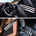 thumbnail image 3 of Uorisanigo Black White US Flag Car Seat Cover Full Set of 18 Pack with Steering Wheel Cover Seat Belt Pads Center Console Pad Headrest Covers Lever Stick Knob Covers Car Coasters Key Chains, 3 of 7