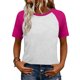 thumbnail image 1 of Camisetas de manga corta de verano para mujeres Moda de manga de raglan Color bloqueado cuello redondo Blusa casual Camisetas de manga corta de mujer Casual, 1 of 7