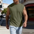 thumbnail image 6 of Men's Sleeveless Tank Top Cotton Blend Summer Vest Casual Solid Muscle Fit Breathable Quick Dry Gym Workout Streetwear Beach | Zenithor,Army Green L, 6 of 9