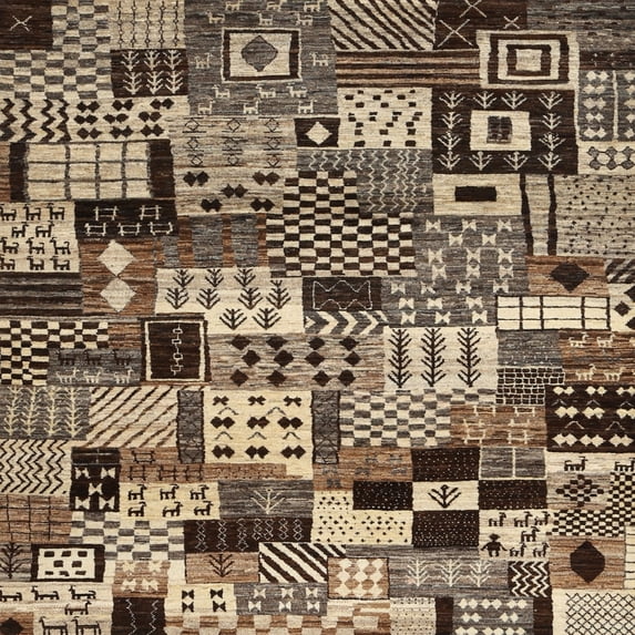 Ahgly Company Machine Washable Indoor Square Contemporary Bakers Brown Area Rugs, 6' Square