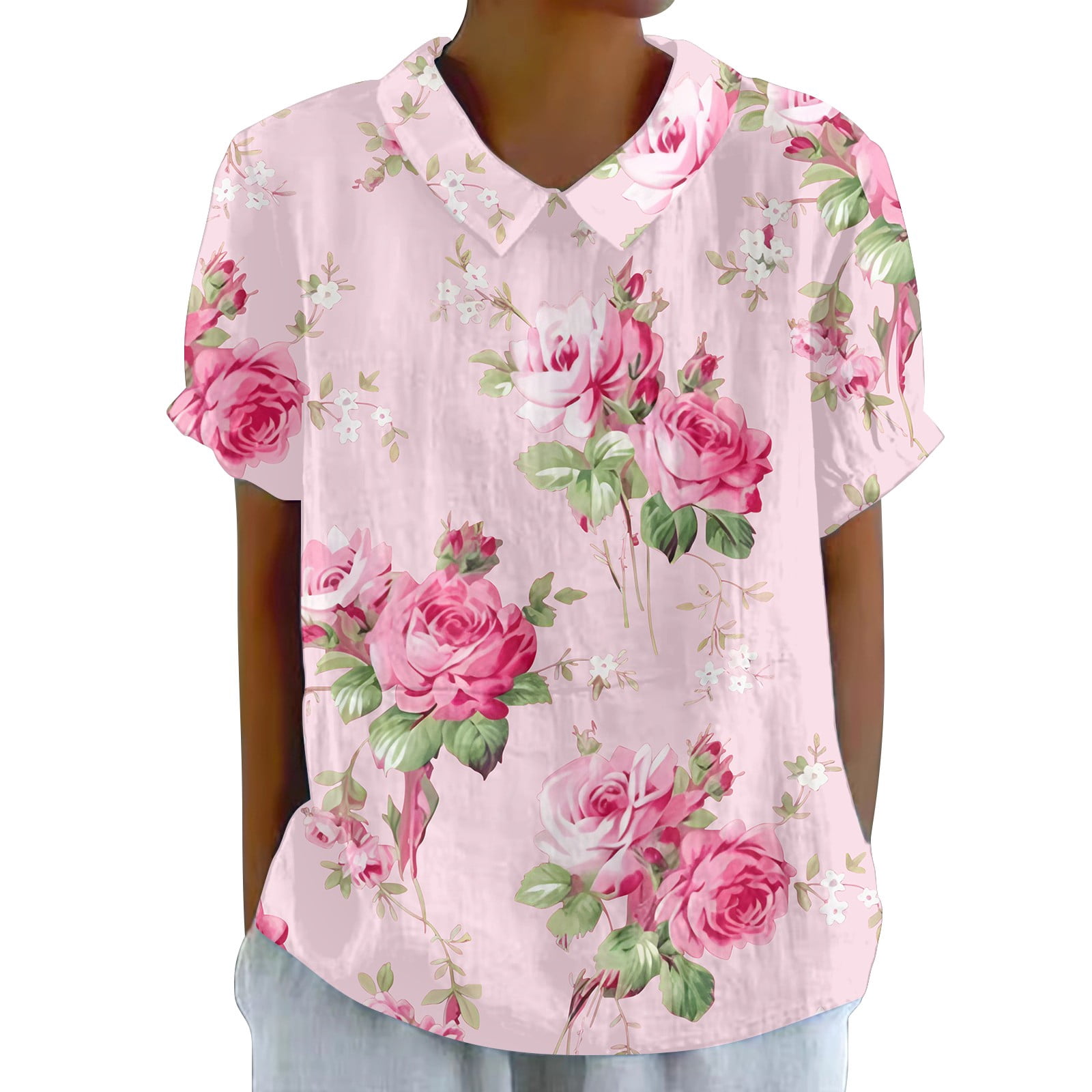 WZXFASHION Women's Vintage Printed Cotton And Linen Doll Collar