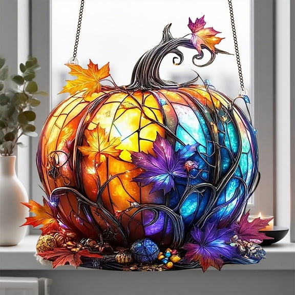 Clearance Under $1! 1 Pack 2D Flat Acrylic Pumpkin Autumn Hanging Pendant Halloween Decor