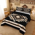 thumbnail image 3 of Erosebridal Tribal Diamond Full Size Comforter Sets for Men and Women, Beige Black Tan Southwestern Bedding Sets, 3-Piece 1 Comforter and 2 Pillowcases, 3 of 6
