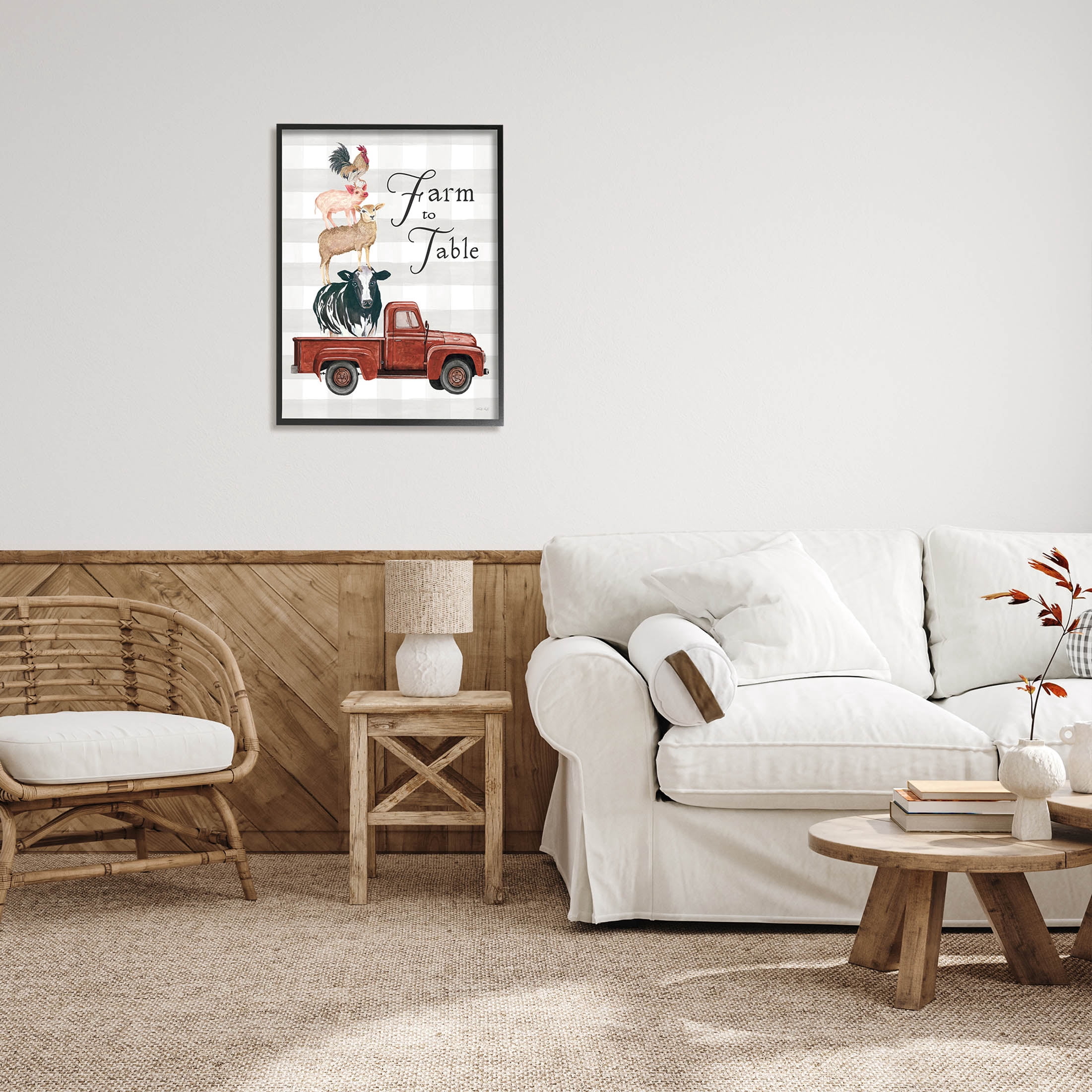Stupell Industries Farm To Table Stacked Animals Graphic Art Black Framed Art Print Wall Art, Design by Cindy Jacobs