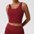 thumbnail image 3 of Felirenzacia Womens Lace Embroided Square Neckline Cropped Tank Top with Wide Strap, Athletic Short Sleeveless Yoga Top for Gym,Red,S, 3 of 6