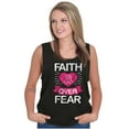 thumbnail image 5 of Faith Over Fear Breast Cancer Ribbon Tank Top Tee Shirt Women Brisco Brands S, 5 of 6