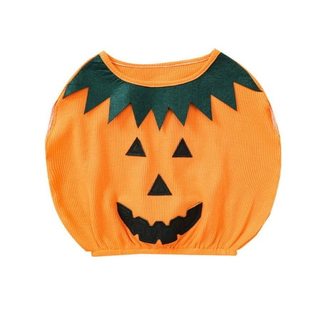 

THE WILD Newborn Baby Girl Boy Sleeveless Pumkin Vest Kids Halloween Clothes Set