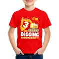 thumbnail image 2 of Huowey Boys T Shirt Birthday Boy Shirt Construction Party T-Shirts Excavator Cotton Short Sleeve Tee Outdoor Sports Summer Tee Shirts Tops,Red,3-4 Years, 2 of 4