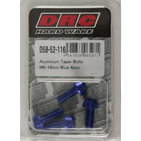 DRC  D58-52-116; Aluminum Taper Bolts Blue M6X16-mm 4-Pack