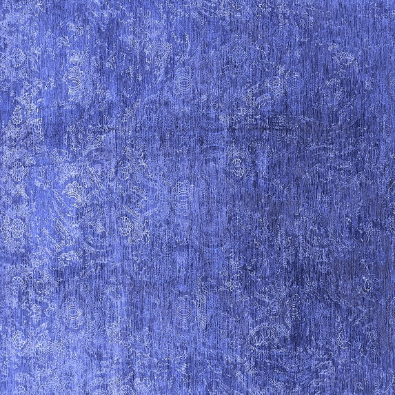 Ahgly Company Machine Washable Indoor Square Oriental Blue Industrial Area Rugs, 7' Square