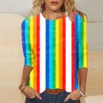 thumbnail image 2 of Haut Imprimé de Noël pour Femmes, Blouse à Manches 3/4 et Col Rond au Design Festif des Fêtes pour Tenue Décontractée et Bureau, 2 of 8