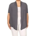 thumbnail image 2 of Women's Plus Size Casual Short Sleeve Loose Fit Solid Draped Open Cardigan (Pack of 2), 2 of 5