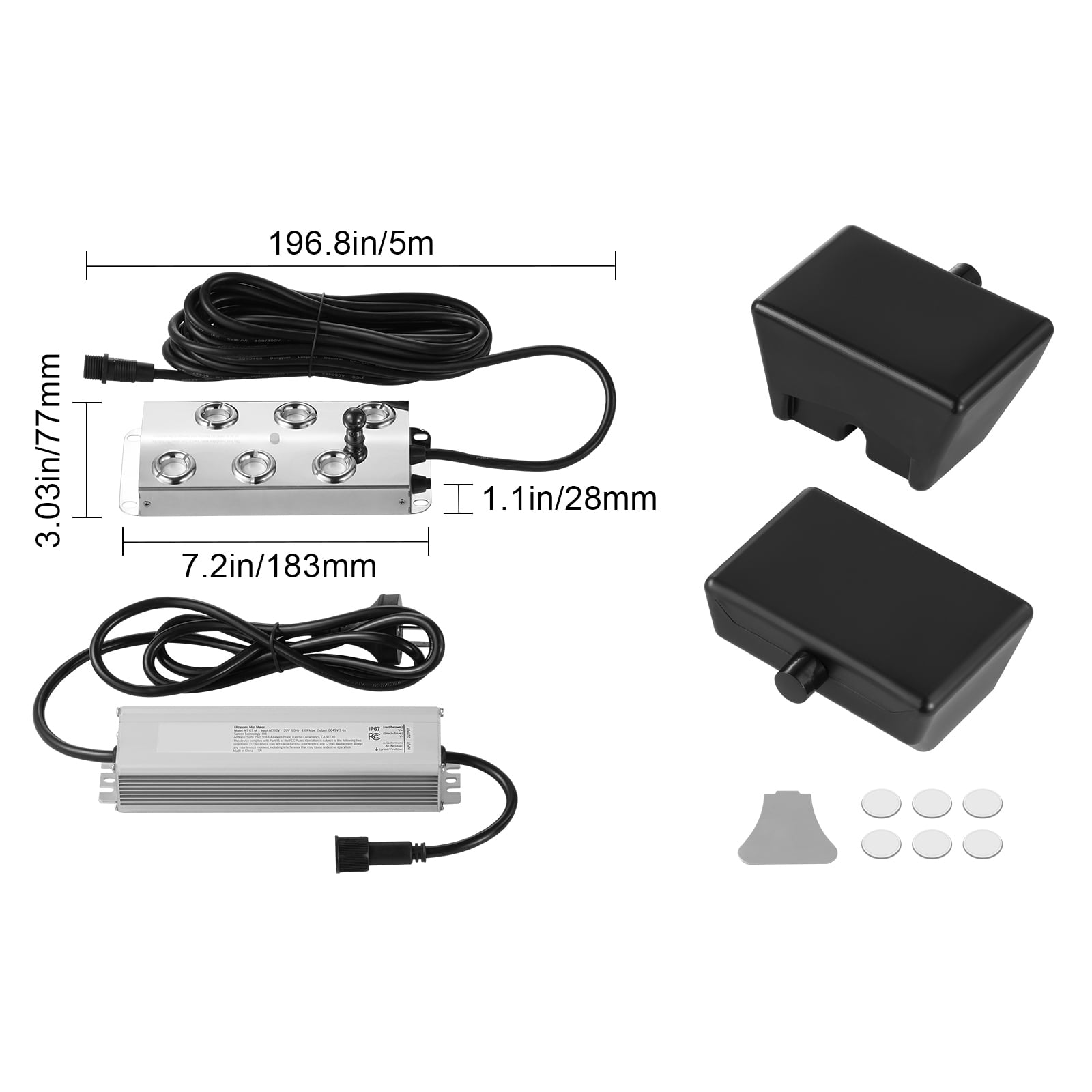KFFKFF Ultrasonic Fog Creator 6 Head, 4500mL/H Mist Generator, 165W IP67 Water-Resistant Power Unit, Float, Spare Discs, Ideal for Ponds, Gardens, Rockeries, Greenhouses, Halloween Decor