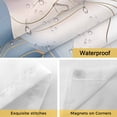 thumbnail image 5 of No Hook Shower Curtain with Snap in Liner, Blue Marble Abstract Geometric Waterproof Fabric Bathroom Curtain Mesh Top Window, Ripple Gold Stripe Gradient Shower Curtains 72x84in, 5 of 9