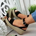 thumbnail image 2 of Clearance VerPetridure Women's Sandals Summer Casual Flat Shoes Hollow Wedge Heel Casual Large Size Sandals Beach Flat Platform Sandals, 2 of 6