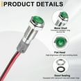 thumbnail image 3 of Uxcell 5Pcs 6mm Indicator Light, 110V-220V AC LED Metal Signal Lamp Waterproof,Green, 3 of 6
