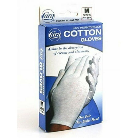 Cara Moisturizing Eczema Cotton Gloves Fits Fiber Hands, Large, 2ct, 3-Pack