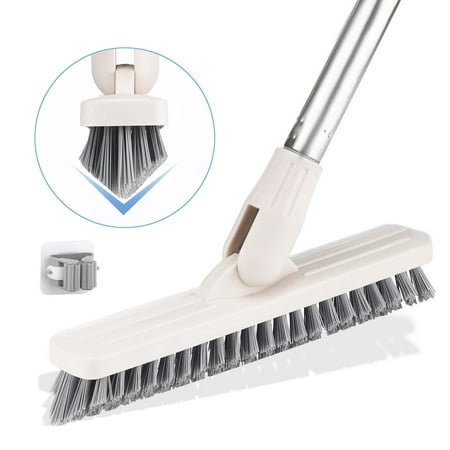 

Upgarded Floor Scrub Brush with Long Handle Grout Brush with V-Shaped Bristles 47 Inch Household Cleaning Brush for Floor Bathroom Patio Kitchen Wall Carpet and Deck
