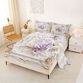 thumbnail image 2 of Erosebridal Boys Girls Purple White Roses Bed Sheets 4pcs,Romantic Flowers King Sheets For Teens Adults, 2 of 5
