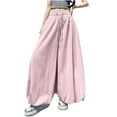 thumbnail image 2 of Qulqfy Womens Lantern Pants Harem Pink Wide Leg High Waist Pants Fall Women's Casual Trousers M, 2 of 7