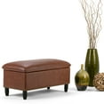 thumbnail image 4 of Simpli Home Emily 39 inch Wide Transitional Rectangle Storage Ottoman in Cognac Faux Leather, 4 of 4