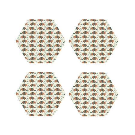 

Honeii Colorful Armadillos Print Leather Coaster Set of 4 Ideal for Safeguarding Your Furniture from Drinks Spills and Effortless Cleanup-Hexagon