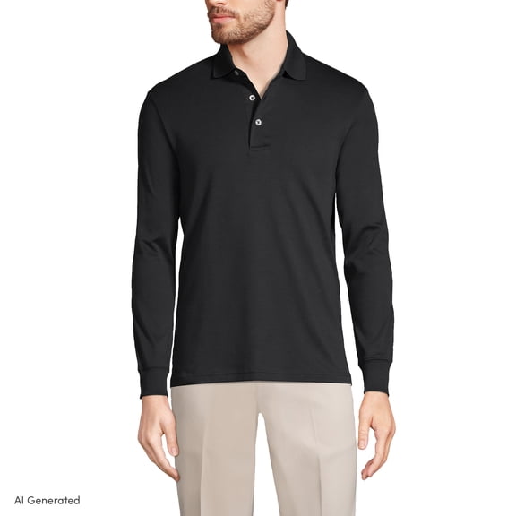 Lands' End Men's Long Sleeve American-Grown Supima Cotton Polo Shirt