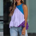 thumbnail image 3 of Gibobby Mujeres Casual Impreso Encaje Cuello redondo Ruffle Hem Chaleco Camisole Swing Neck Printed Summer Tops(Morado,G), 3 of 4